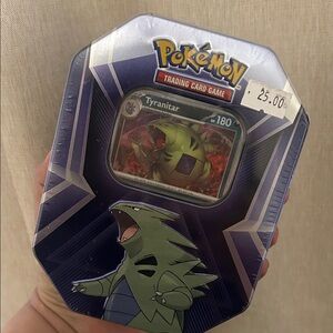Tyranitar Trading Card Tin - Blue and Green
